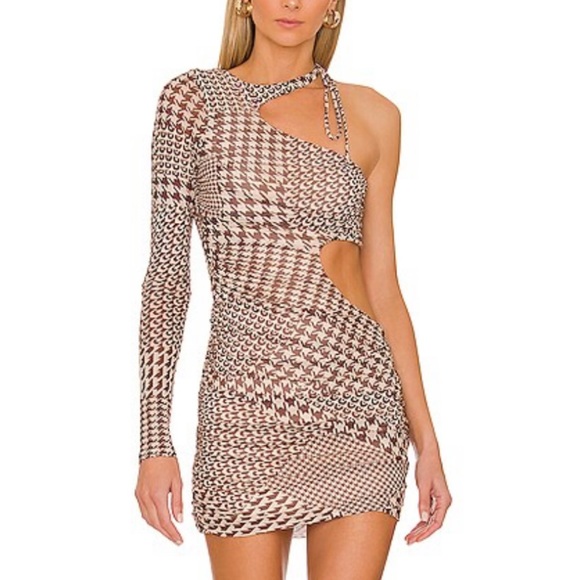 Camila Coelho Mini Dress - Ganya in Brown Houndstooth - Picture 1 of 1